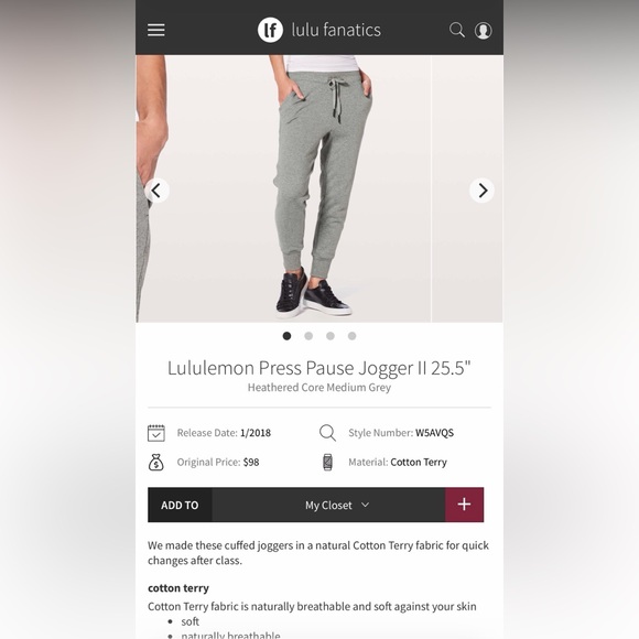 Lululemon women’s grey press pause 25.5” joggers size 2 - Picture 5 of 5